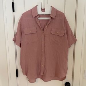 Madewell Lightspun Short-Sleeve Flap-Pocket Shirt